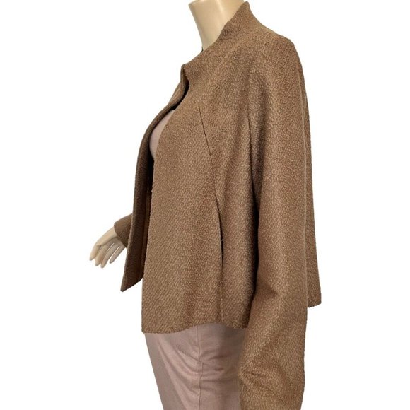 Annette Gortz Blazer Jacket Open Front Brown Boucle Virgin Wool Blend Size 38 - Picture 5 of 9